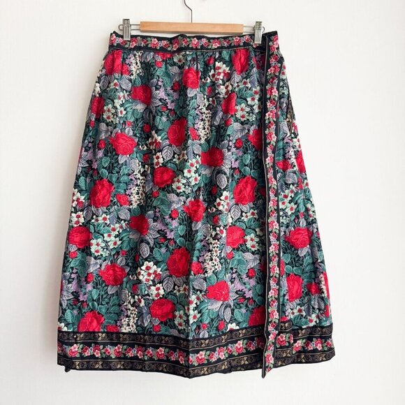 Suttles and Seawinds Reversible Wrap Skirt Floral L - Picture 3 of 10